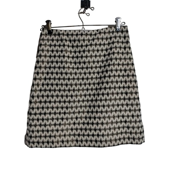 Loft mini skirt cream with brown and gold metallic thread designs size 0 Petite - Picture 1 of 6